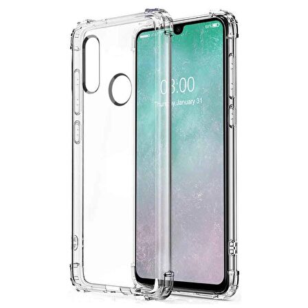Huawei P30 Lite Shock Absorbing Darbe Emicili Şeffaf Silikon Kılıf