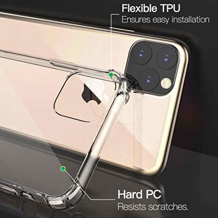 Apple IPhone 11 Pro Shock Absorbing Darbe Emicili Şeffaf Silikon Kılıf