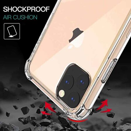 Apple IPhone 11 Pro Shock Absorbing Darbe Emicili Şeffaf Silikon Kılıf
