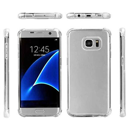 Samsung Galaxy S7 Edge Shock Absorbing Darbe Emicili Şeffaf Silikon Kılıf