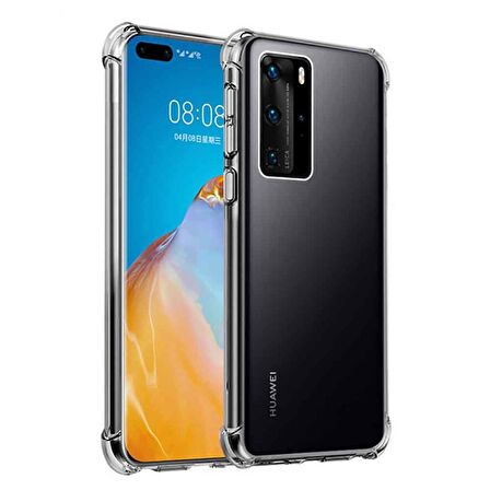 Huawei P40 Shock Absorbing Darbe Emicili Şeffaf Silikon Kılıf