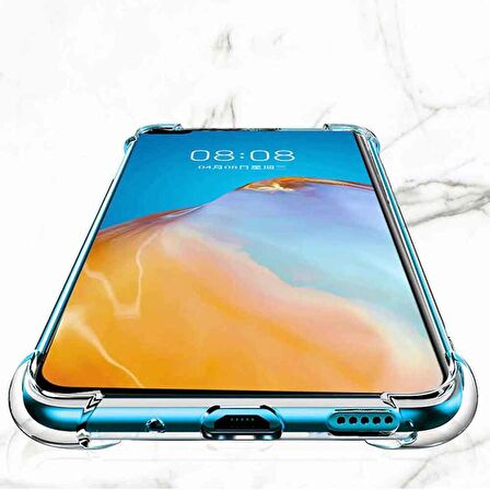 Huawei P40 Shock Absorbing Darbe Emicili Şeffaf Silikon Kılıf