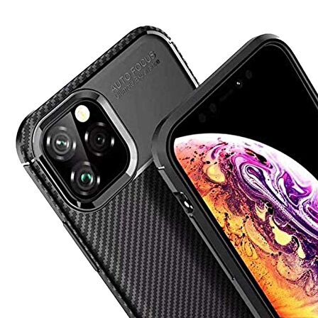Apple iPhone 11 Pro Max Karbon Desenli Negro Silikon Kılıf