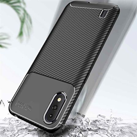 Samsung Galaxy A01 Karbon Desenli Negro Silikon Kılıf