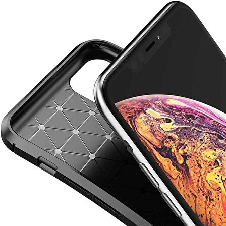 Apple Iphone 11 Pro Karbon Desenli Negro Silikon Kılıf