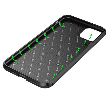 Apple Iphone 11 Pro Karbon Desenli Negro Silikon Kılıf