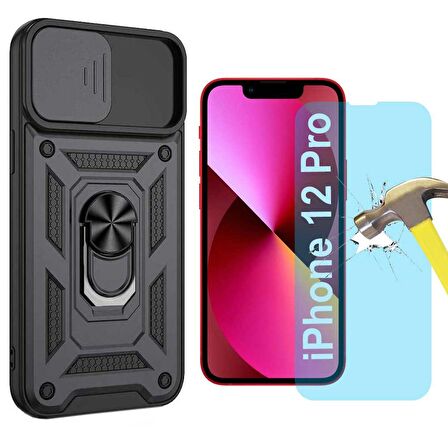 Apple iPhone 12 Pro Uyumlu Koruma Seti Tank Kılıf ve Nano Cam Set