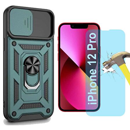 Apple iPhone 12 Pro Uyumlu Koruma Seti Tank Kılıf ve Nano Cam Set