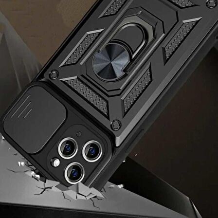Apple iPhone 11 Pro Max Uyumlu Kızaklı Kamera Korumalı Tank Kılıf