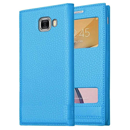 Samsung Galaxy C7 Uyumlu Pencereli Kapaklı Magnum Kılıf
