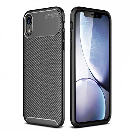 Apple iPhone XR Karbon Desenli Negro Silikon Kılıf