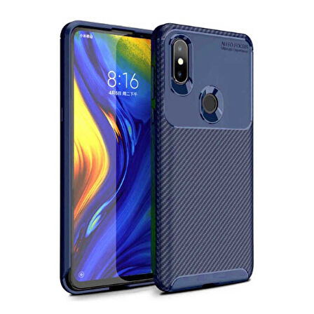 Xiaomi Mi Mix 3 Uyumlu Karbon Desenli Negro Silikon Kılıf