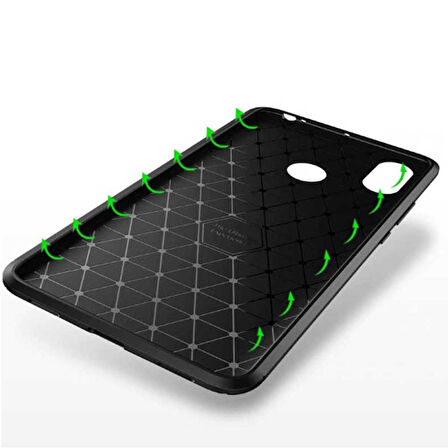 Xiaomi Mi Mix 3 Uyumlu Karbon Desenli Negro Silikon Kılıf