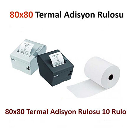 Termal Adisyon Yazıcı Kağıdı Rulosu 80x80 Adisyon Yazıcı Kağıdı (50 Adet)