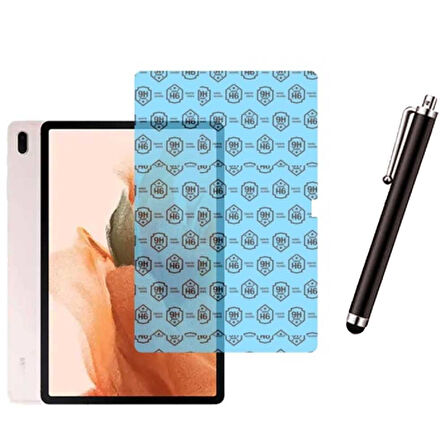 Samsung Galaxy Tab S7 Fe T737 Uyumlu Şeffaf Kılıf Cam Kalem Set