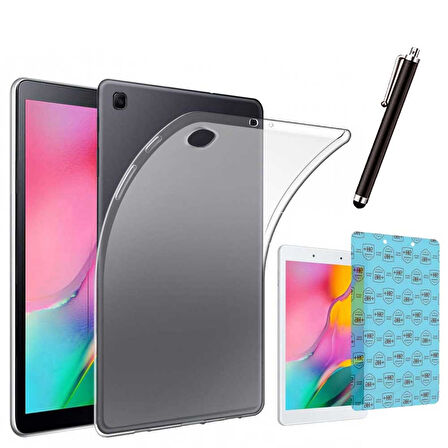 Samsung Galaxy Tab A SM T290 Uyumlu Şeffaf Kılıf Cam Kalem Set