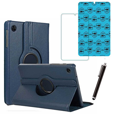 Samsung Galaxy Tab A9 X110 Uyumlu Tablet Kılıfı Cam Ekran Koruyucu Kalem Set