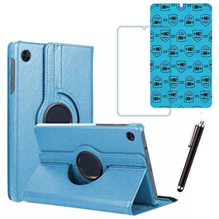 Samsung Galaxy Tab A9 X110 Uyumlu Tablet Kılıfı Cam Ekran Koruyucu Kalem Set