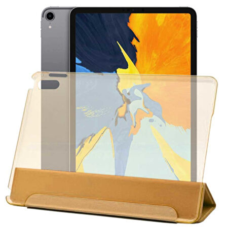 Apple iPad Air M3 11 inç Uyumlu A3266 A3267 Smart Cover Üçgen Stand Arkası Şeffaf Tablet Kılıfı