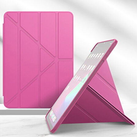 Apple iPad Air M2 11 inç Uyumlu A2902 A2903 A2904 Smart Cover Üçgen Stand Arkası Şeffaf Tablet Kılıfı