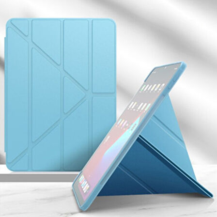 Apple iPad Air M2 11 inç Uyumlu A2902 A2903 A2904 Smart Cover Üçgen Stand Arkası Şeffaf Tablet Kılıfı