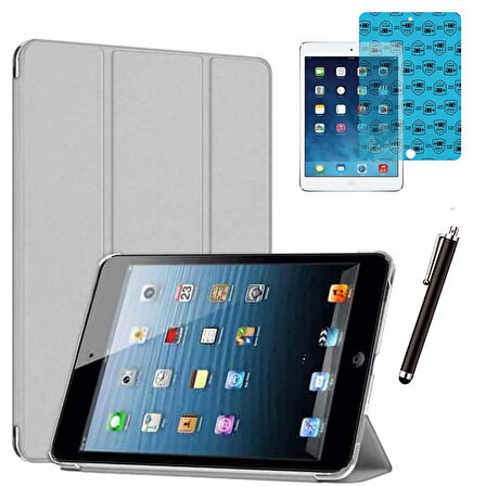 Apple iPad Mini 2 / Mini 3 Uyumlu Smart Cover Tablet Kılıfı Ekran Koruyucu Kalem Set
