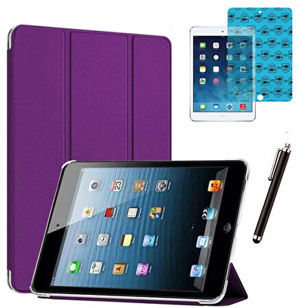 Apple iPad Mini 2 / Mini 3 Uyumlu Smart Cover Tablet Kılıfı Ekran Koruyucu Kalem Set