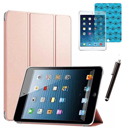 Apple iPad Mini 2 / Mini 3 Uyumlu Smart Cover Tablet Kılıfı Ekran Koruyucu Kalem Set