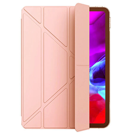 Apple iPad 5 ve 6 Nesil Uyumlu Smart Cover Üçgen Stand Arkası Şeffaf Tablet Kılıfı