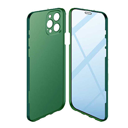Apple iPhone 12 Pro Max Uyumlu 360 Derece Tam Kaplayan Cam Kapak Kılıf