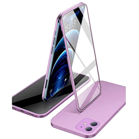 Apple iPhone 11 Uyumlu 360 Derece Tam Kaplayan Cam Kapak Kılıf