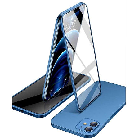 Apple iPhone 11 Uyumlu 360 Derece Tam Kaplayan Cam Kapak Kılıf