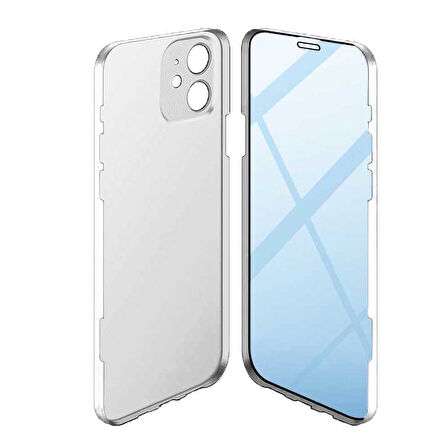 Apple iPhone 12 Uyumlu 360 Derece Tam Kaplayan Cam Kapak Kılıf