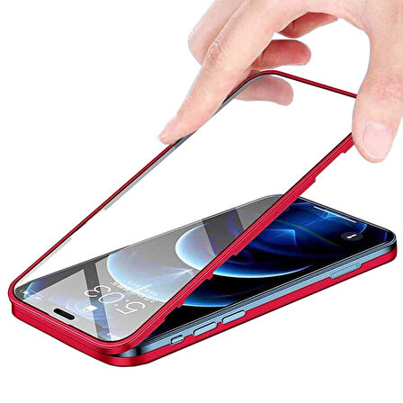 Apple iPhone 13 Uyumlu 360 Derece Tam Kaplayan Cam Kapak Kılıf