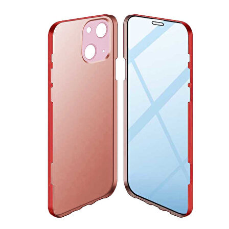 Apple iPhone 13 Uyumlu 360 Derece Tam Kaplayan Cam Kapak Kılıf