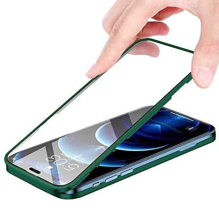 Apple iPhone 13 Uyumlu 360 Derece Tam Kaplayan Cam Kapak Kılıf