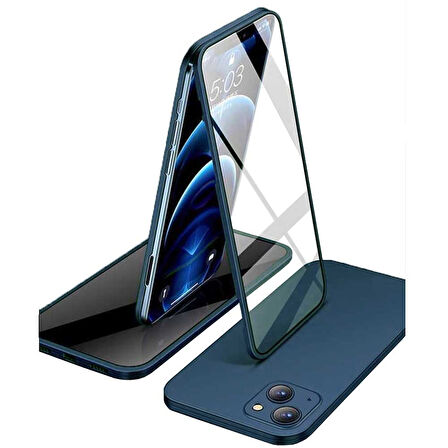 Apple iPhone 13 Mini Uyumlu 360 Derece Tam Kaplayan Cam Kapak Kılıf