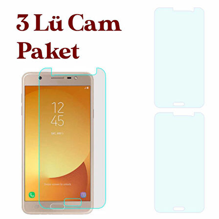 Samsung Galaxy J7 Max Uyumlu Temperli Kırılmaz Cam Ekran Koruyucu 3 lü Set