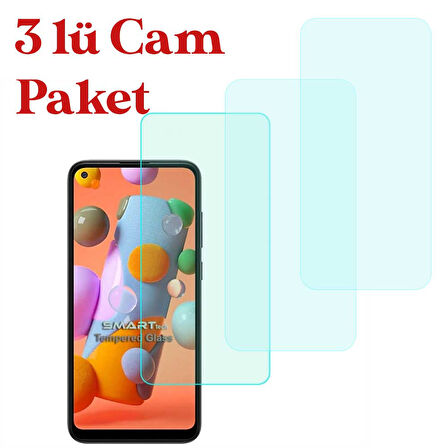 Samsung Galaxy A11 / M11 / A60 Uyumlu Temperli Kırılmaz Cam Ekran Koruyucu 3 lü Set