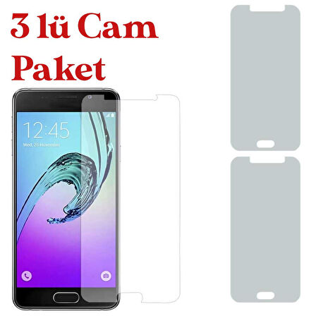 Samsung Galaxy A3 2016 Temperli Kırılmaz Cam Ekran Koruyucu 3 lü Set