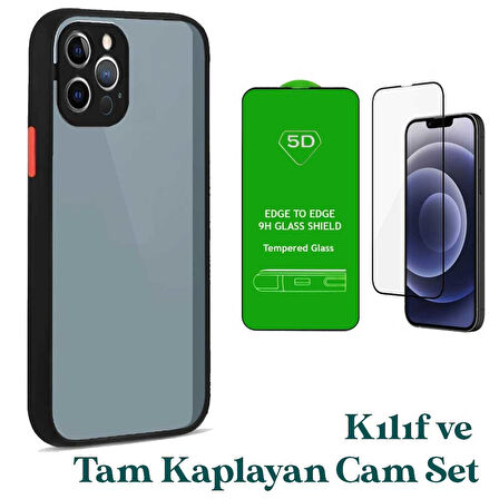 Apple iPhone 12 Pro Max Uyumlu Montreal Kılıf Ve Tam Kaplayan Cam Set