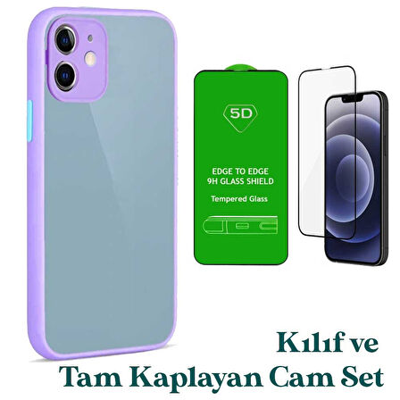Apple iPhone 12 Uyumlu Montreal Kılıf Ve Tam Kaplayan Cam Set