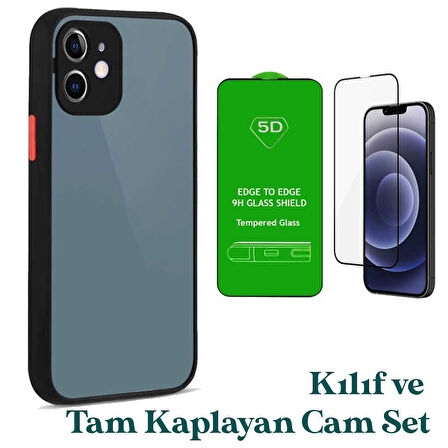 Apple iPhone 12 Uyumlu Montreal Kılıf Ve Tam Kaplayan Cam Set