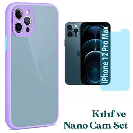Apple iPhone 12 Pro Max Uyumlu Montreal Kılıf Ve Nano Cam Ekran Koruyucu Set