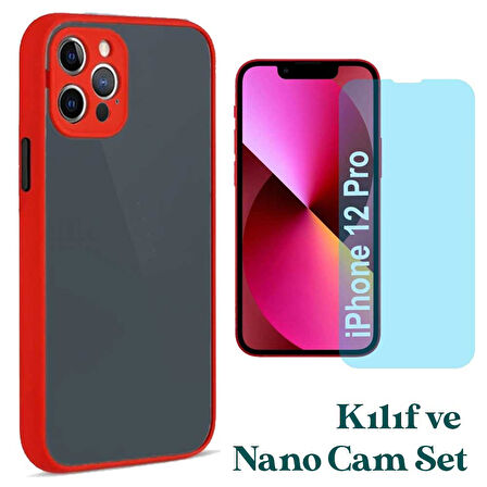Apple iPhone 12 Pro Uyumlu Montreal Kılıf Ve Nano Cam Ekran Koruyucu Set