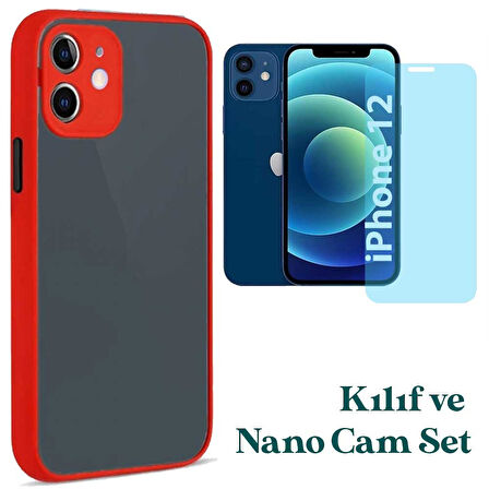 Apple iPhone 12 Uyumlu Montreal Kılıf Ve Nano Cam Ekran Koruyucu Set