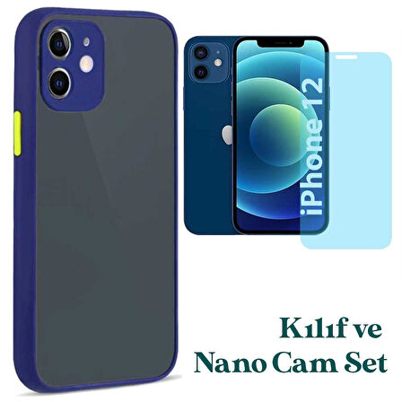 Apple iPhone 12 Uyumlu Montreal Kılıf Ve Nano Cam Ekran Koruyucu Set