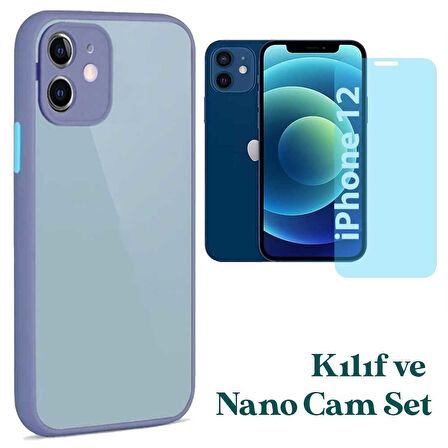 Apple iPhone 12 Uyumlu Montreal Kılıf Ve Nano Cam Ekran Koruyucu Set