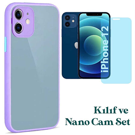 Apple iPhone 12 Uyumlu Montreal Kılıf Ve Nano Cam Ekran Koruyucu Set