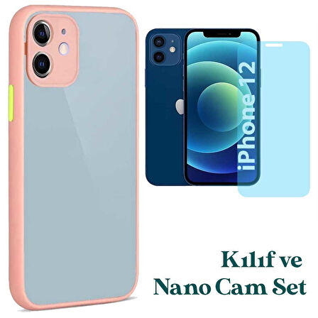 Apple iPhone 12 Uyumlu Montreal Kılıf Ve Nano Cam Ekran Koruyucu Set